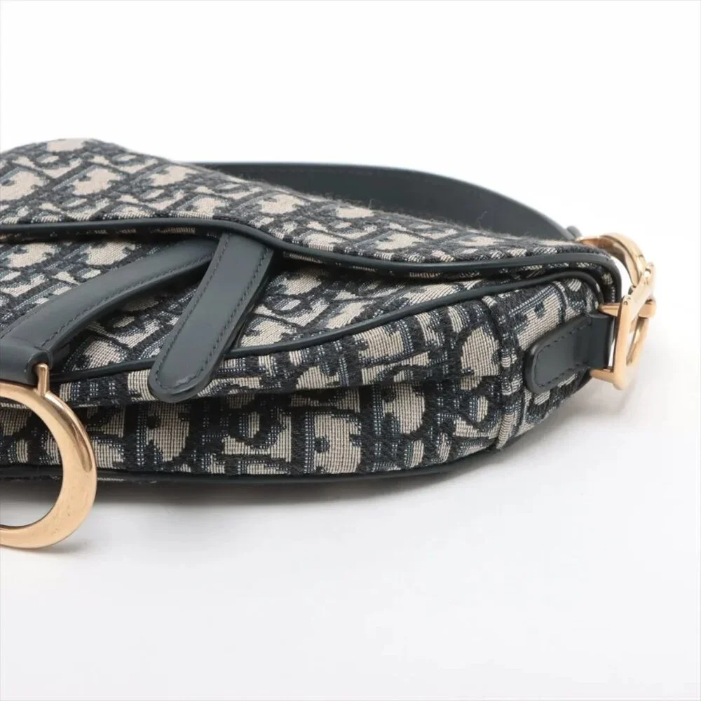 Sold out ❌Christian Dior Oblique Saddle Bag canvas x leather Shoulde - Picture 3 of 8